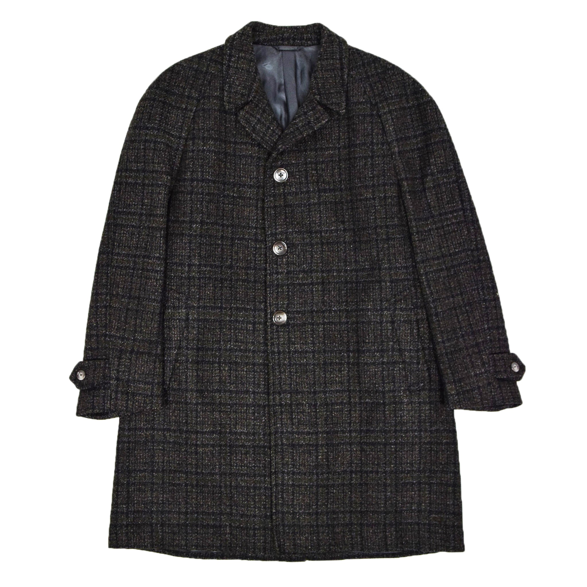 Vintage Dunn & Co Overcoat Black Grey Diffused Check Made in England X ...